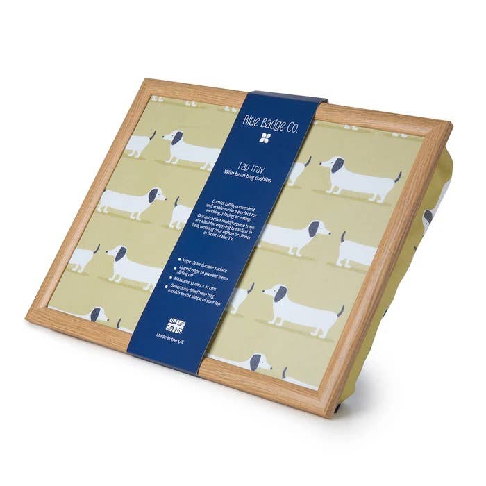 Blue Badge Co - Wholesale Serving Tray - Bean Bag Cushioned Wooden Frame Lap Tray in Sausage Dog