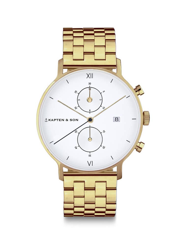 Chrono Small Gold Steel en color dorado/blanco para venta al por mayor de Kapten & Son