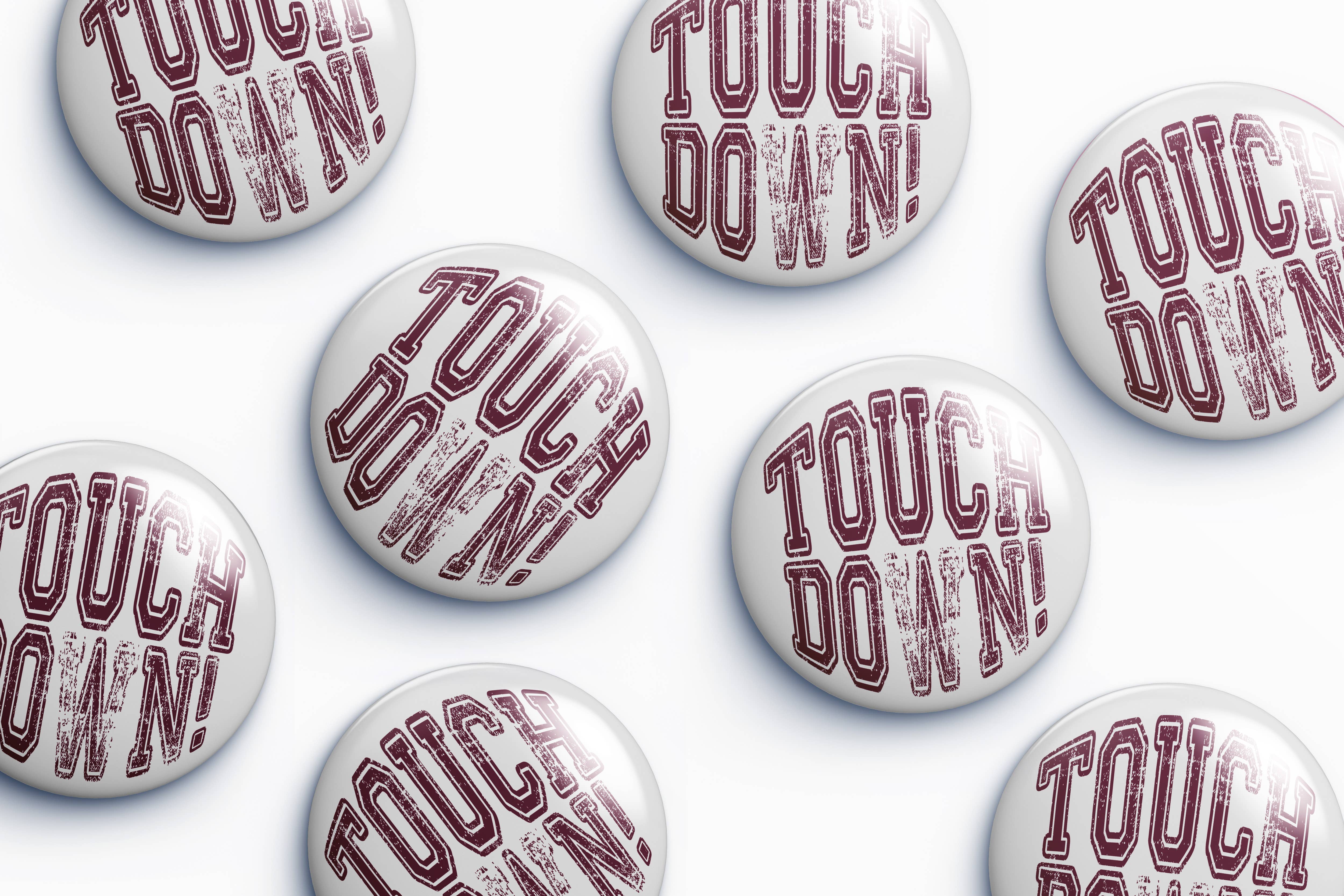 Cute As A Button - Wholesale Lapel Pin/Button - Maroon Touchdown Gameday Button0