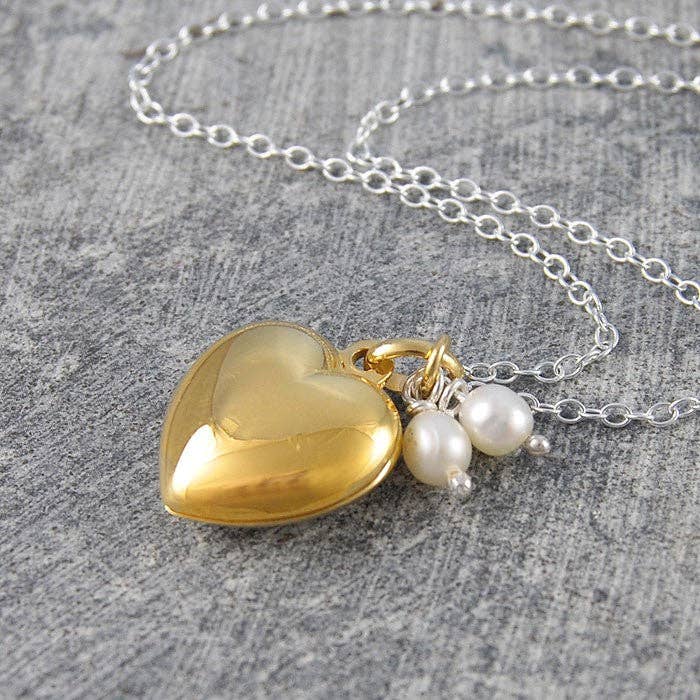 Otis Jaxon London - Wholesale Locket Necklace - Gold Heart Locket Necklace with Pearls7