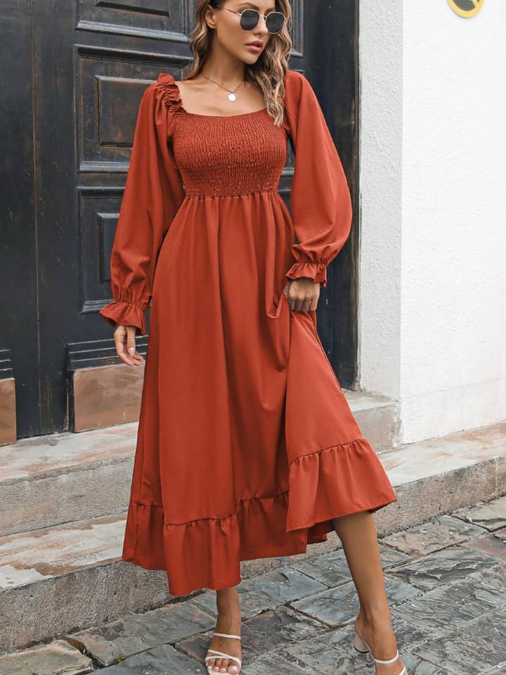 Smocked Ruffle Hem Flounce Sleeve Dress for wholesale by Fashion Quality Boutik
