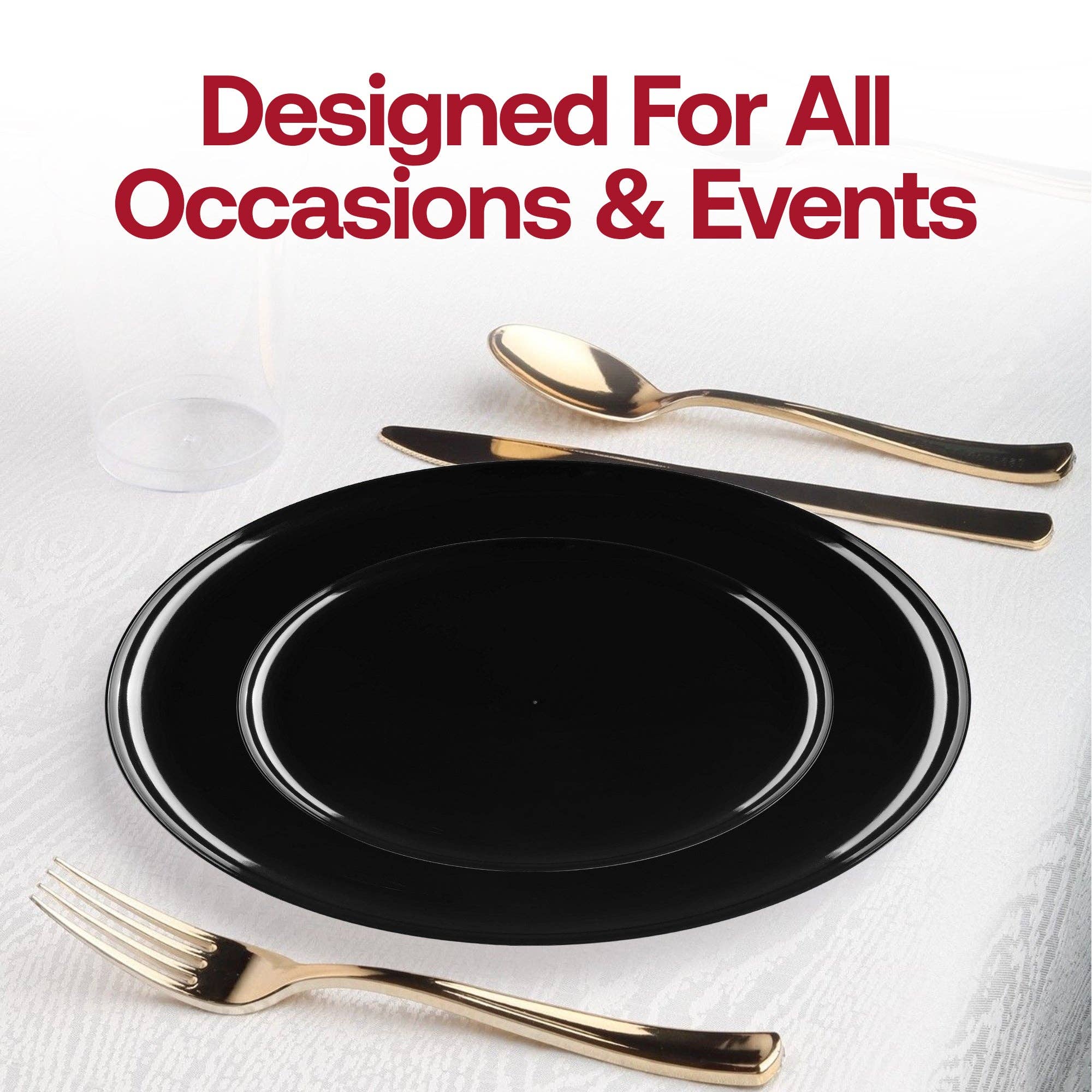 Smarty had a Party - Wholesale Disposable Plate - 6.25" Black Flat Round Plastic Pastry Plates - 10 pcs6