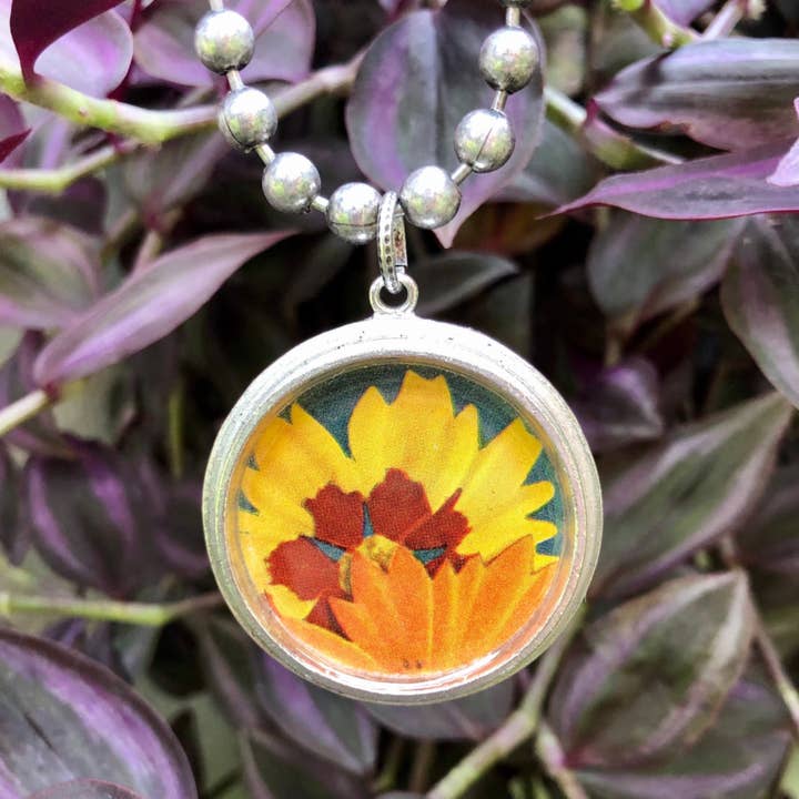 joeyfivecents - Wholesale Pendant/Charm Necklace - Large Chunky Silver Necklace - flowers, garden, rich color2