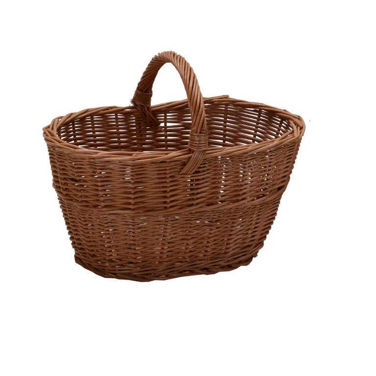 Natural Large Oval European Wicker Firewood Basket for wholesale on Faire