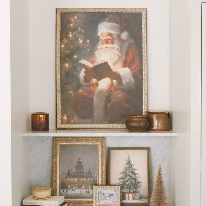 Petal Lane Home - Wholesale Christmas Wall Art - Classic Santa Framed Antique Art3