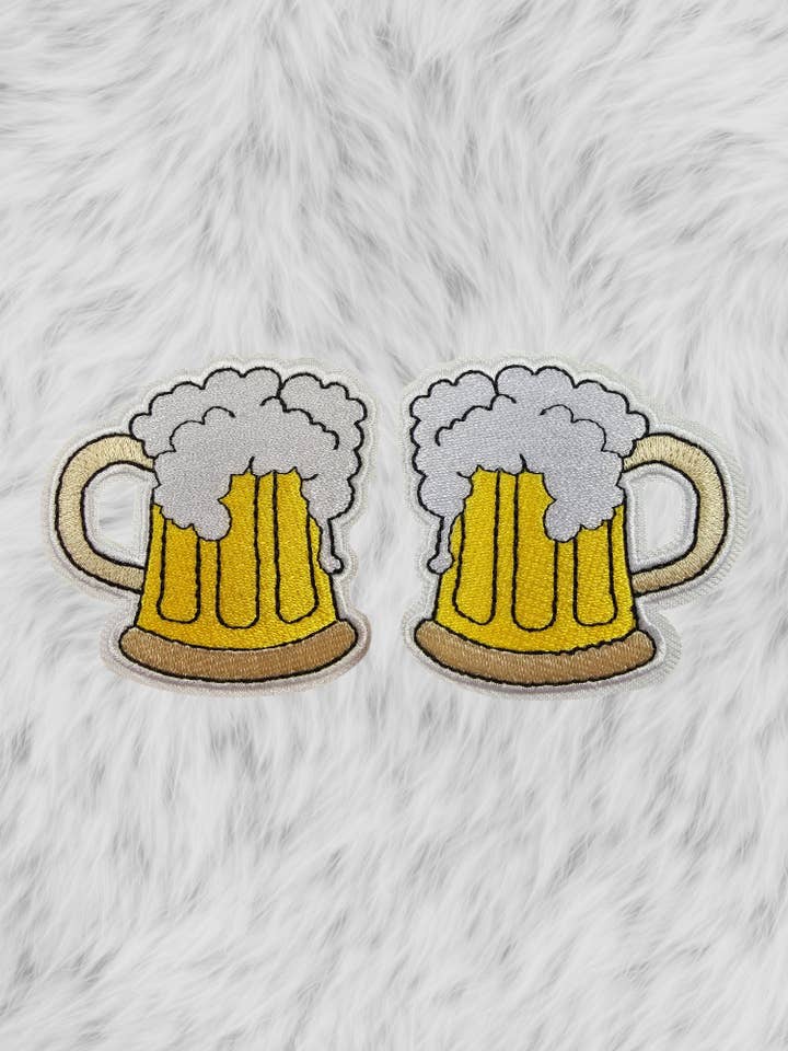 Beer Mug Stein Tankard Toast Cheers Embroidery Iron On Patch for wholesale by Scratch Decor