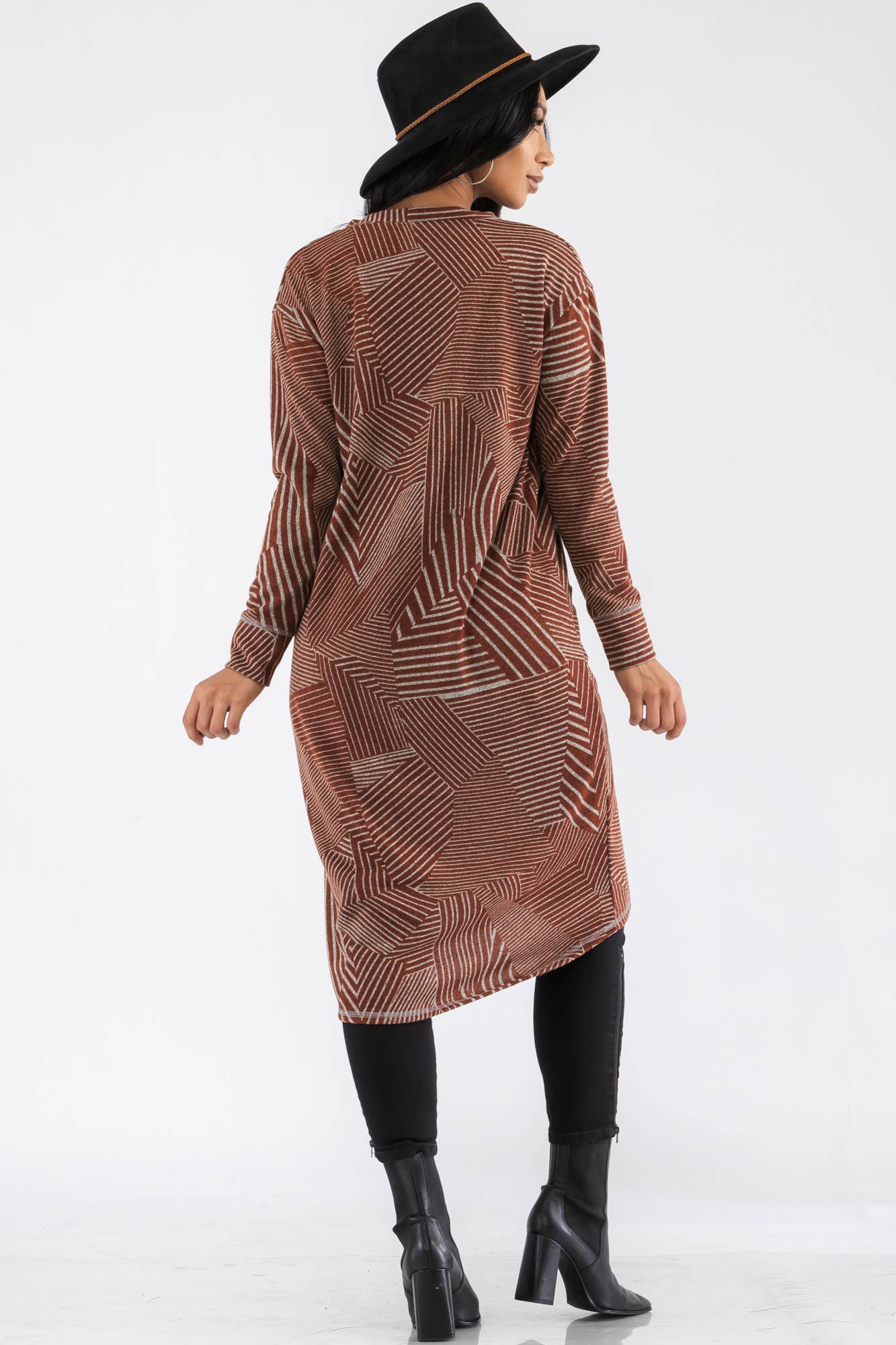 H&H Fashion Inc. - Vente Cardigan – femme - HH508R-STRIPE - Cardigan boutonné6