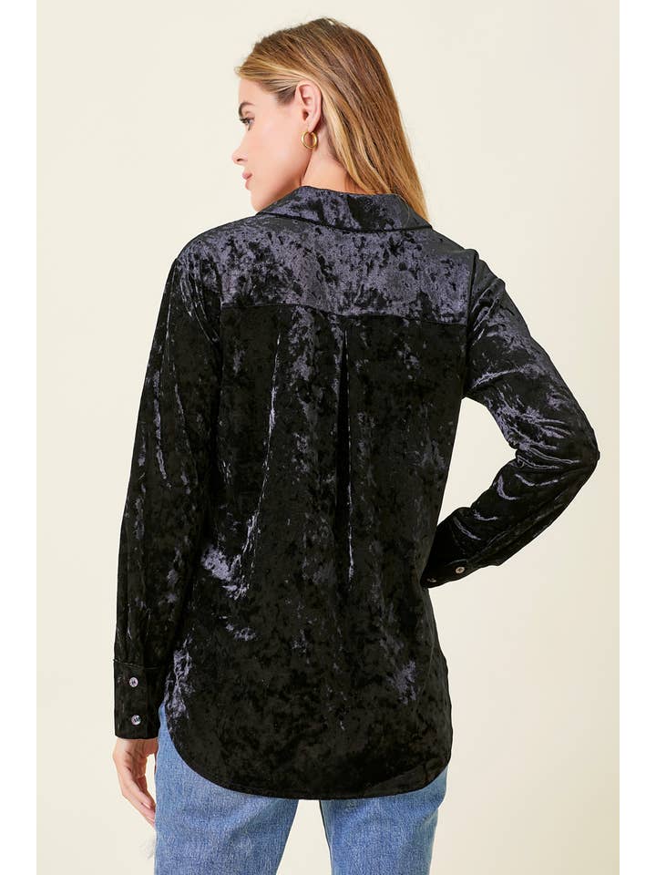 Mystree - Wholesale Button Down Shirt - Women's - 60323 Button Down Velvet Shirt