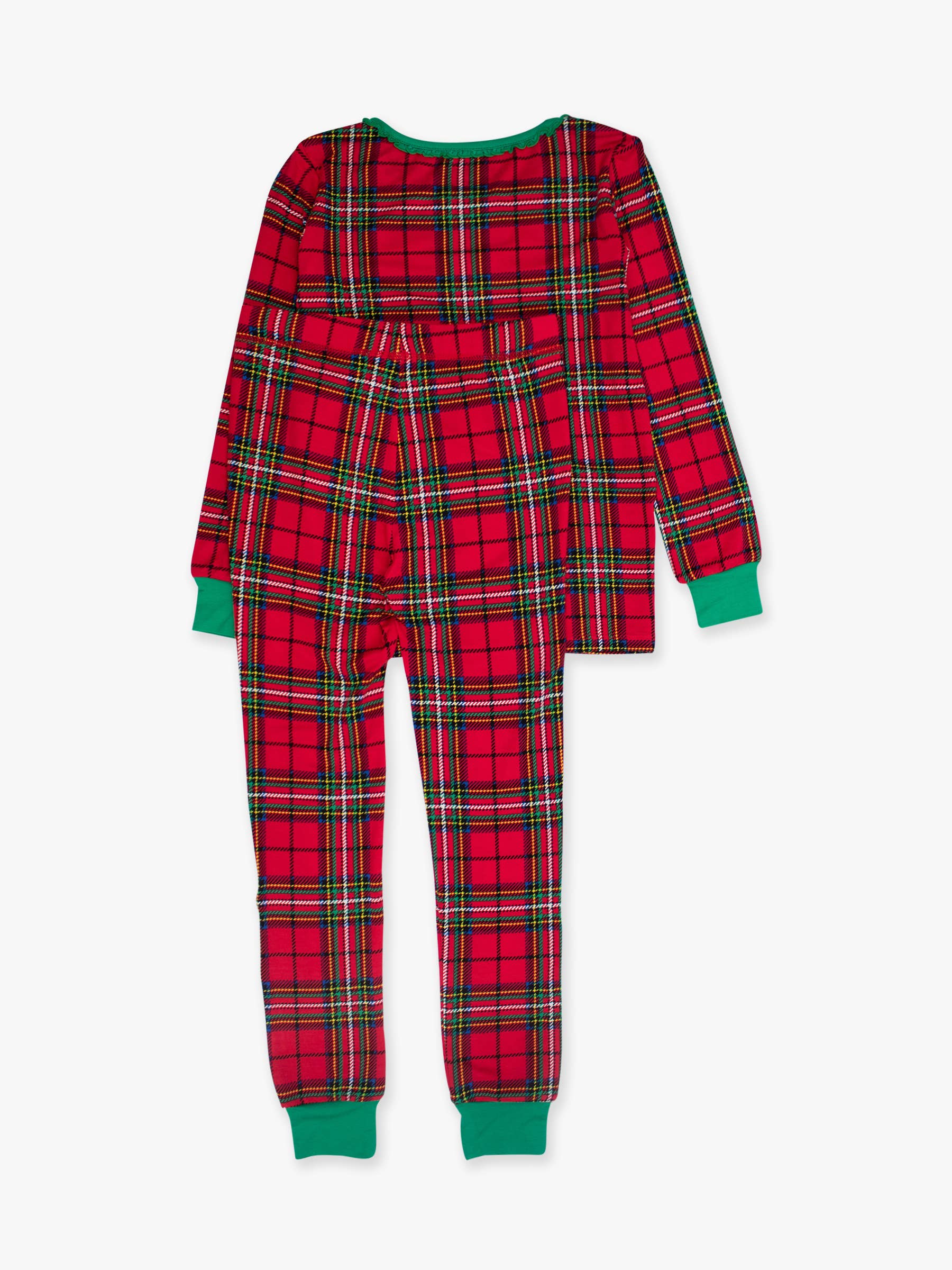 Vermelho Conjunto de Pijama de Manga Comprida com Folho em Viscose de Bambu SoftSnooze™ para Meninas em Xadrez Vermelho Nicholas para venda a revendedores na Faire1