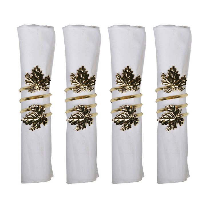 AULICA - Wholesale Napkin Ring - Set of 4 Vine Leaf Napkin Rings