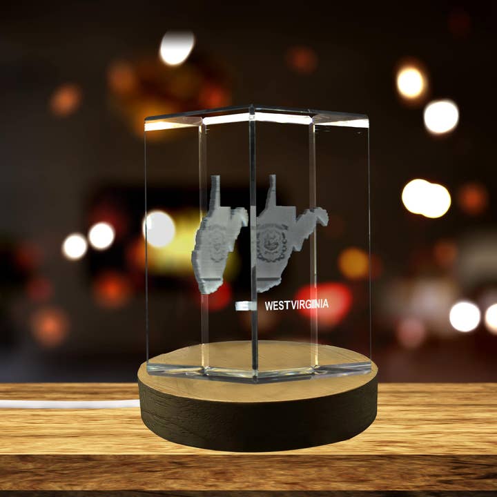 AB Crystal Collection - Wholesale Decorative Figurine - West Virginia 3D Engraved Crystal 3D Engraved Crystal2