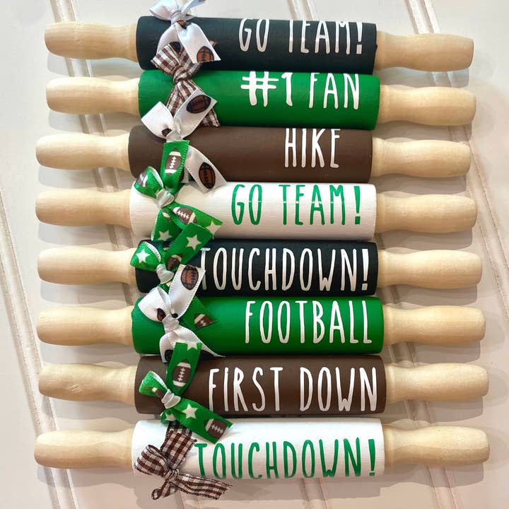 7” Football theme Rolling Pins, Farmhouse Tier Tray Decor for wholesale by AH Designs 15