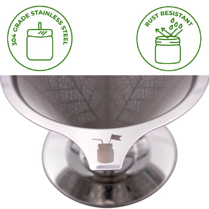 Mason Jar Lifestyle - Wholesale Pour Over & Dripper - Stainless Steel Pour Over Drip Coffee Filter for Mason Jars