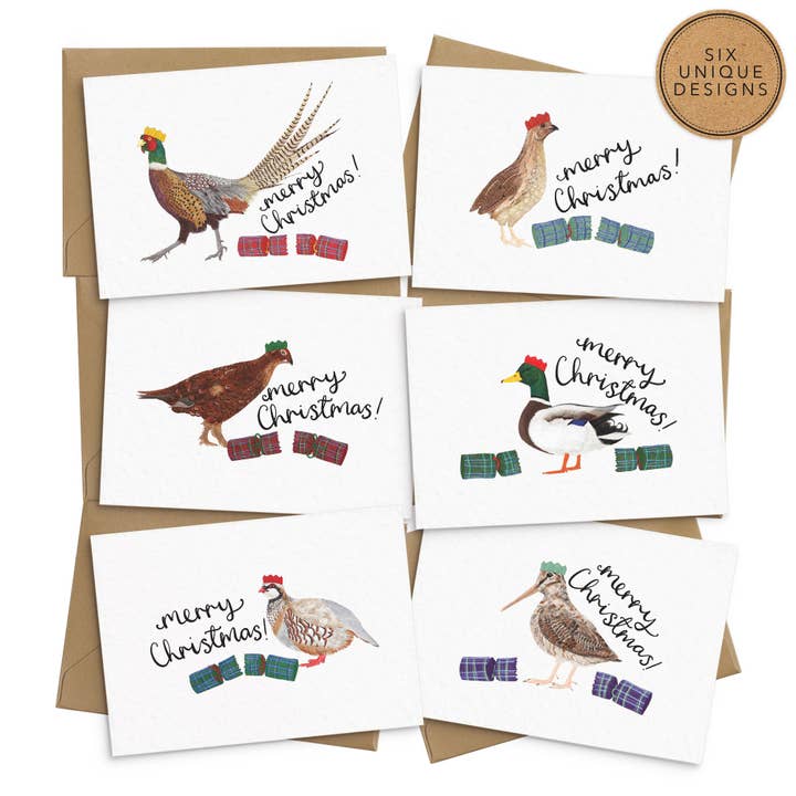Cartes de Noël Game Birds - Ensemble de 6 pour la vente par Poppins & Co.