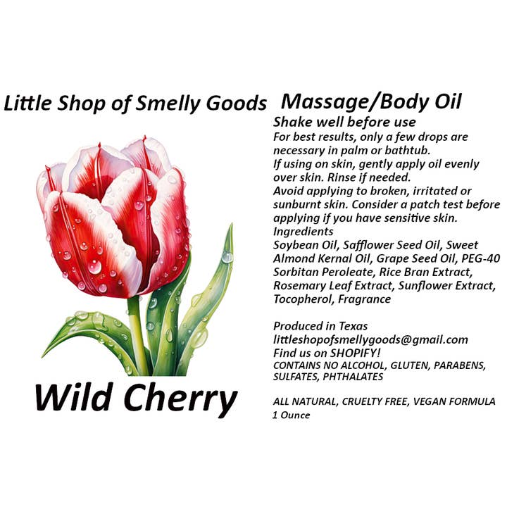 Huile de massage et pour le corps Cerise Sauvage pour la vente par Little Shop of Smelly Goods