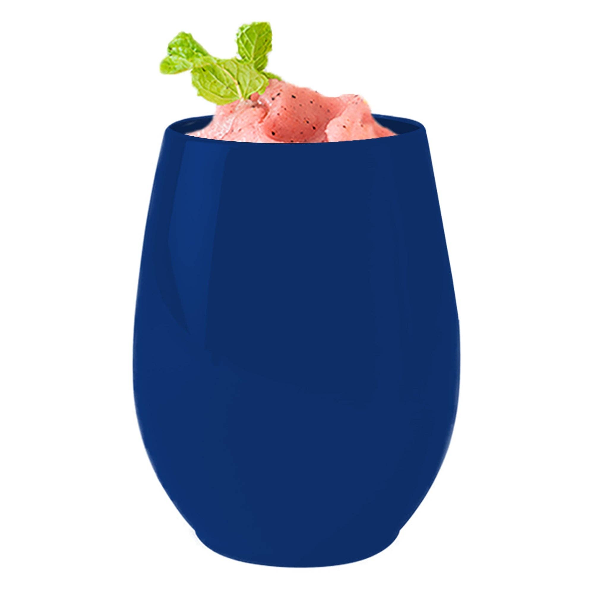 Smarty had a Party – wholesale Wine glass – 12 oz. Navy Elegant Stemless Plastic Wine Glasses - 16 pcs2