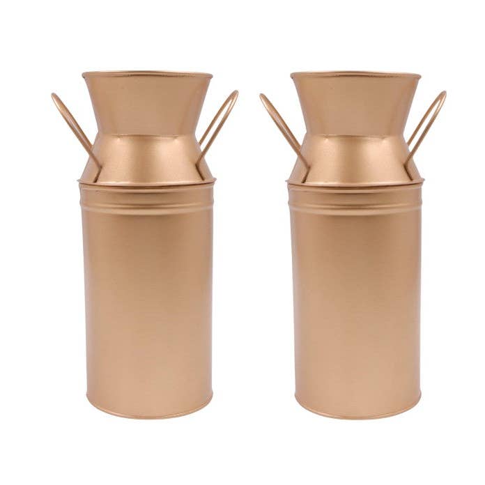Hosley Gold Milk Can/Jug with Liner 9.25 High Set of 2 for wholesale by Hosley