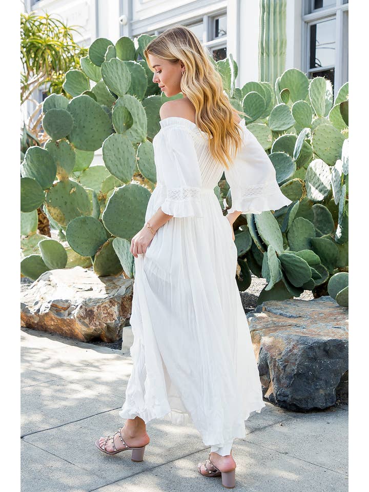 Bluivy - Vendita all'ingrosso Vestito - Donna - MAXI ABITO BOHO CON SPALLE SCOPERTE