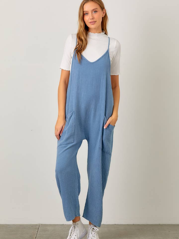 SPAGHETTI STRAP JUMPSUIT W/ POCKET DETAIL for wholesale by Polagram by Wellmade USA