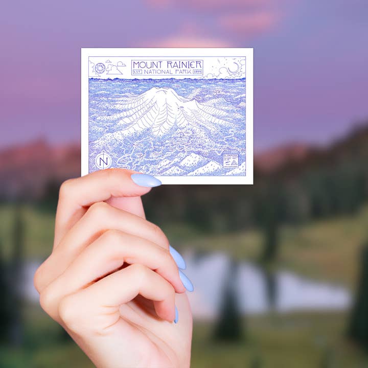 National Park Obsessed LLC - Wholesale Sticker - Mount Rainier National Park Map Sticker9