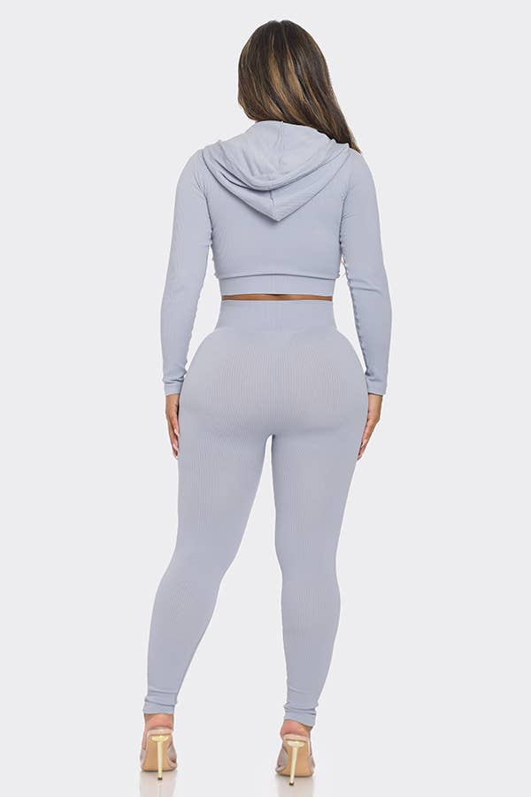 Lime All the Time – wholesale Top & pants set (NOT Loungewear) – Women's – 2 Pcs Seamless Long Sleeve Hoodie and Highwaist Legging Set16