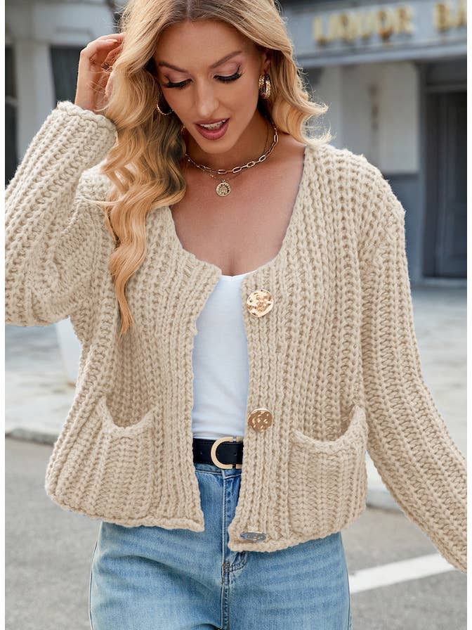 Miss Sparkling - Wholesale Cardigan - Women's - Cropped Knit Cardigan