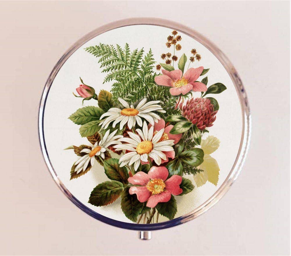 FringePop - Wholesale Pill Organizer - Flower Pill Box Case Pillbox Holder Trinket Stash Box Flowers Floral Mother's Day0
