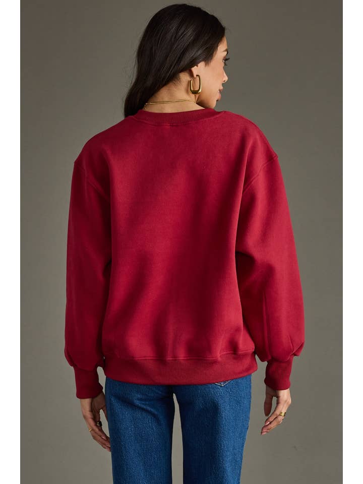 Panache Apparel Co. – Großhandel Sweatshirt mit Grafikdruck – Damen – Bordeauxroter Spieltag-Pullover3