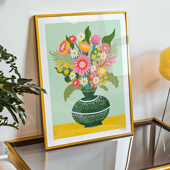 Flowers in a Vase 1 Art Print – Colourful Floral Wall Art for wholesale by Maz Leyden