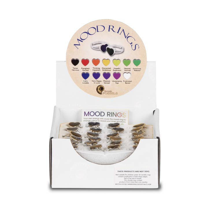 Heart Mood Ring Pack for wholesale by British Fossils