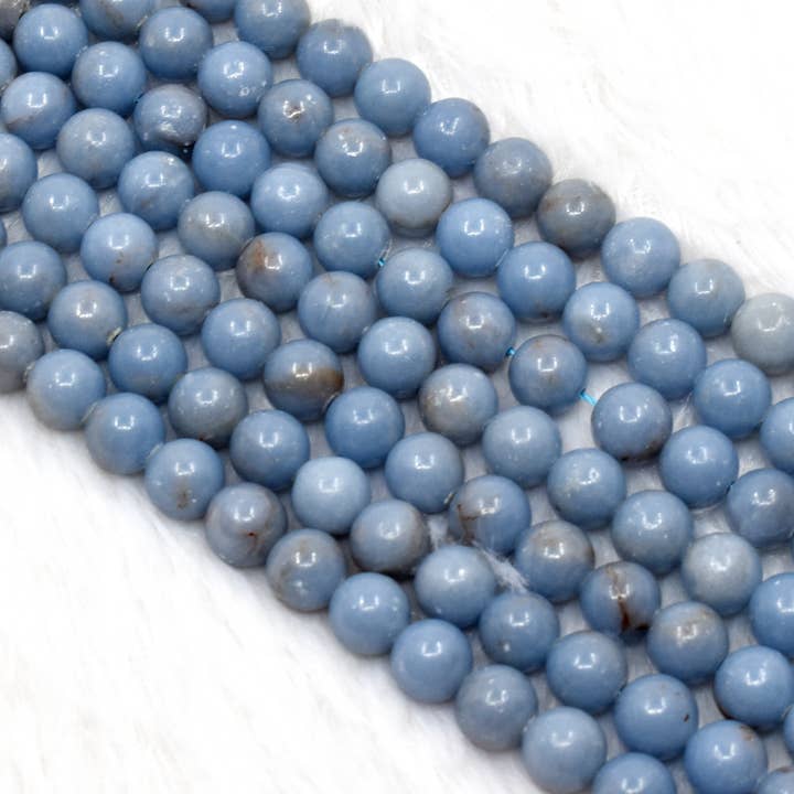 AK Healing Crystals - Vente Perle - Perles rondes en angélite, bijoux en perles de cristal 4-10 mm