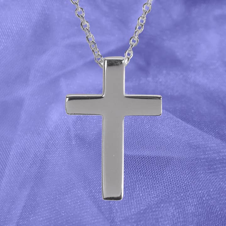 Dicksons - Wholesale Pendant/Charm Necklace - Silver Plated CZ Mini Thin Box Cross Necklace