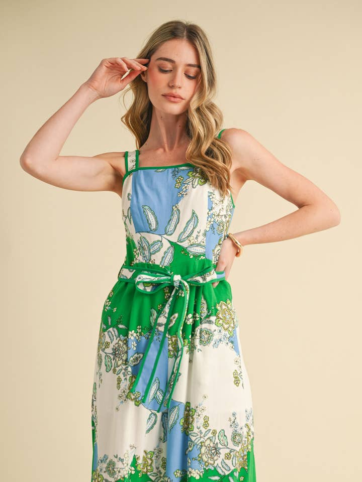 &MERCI - Wholesale Jumpsuit - Women's - FLORAL PAISLEY WIDE LEG CONTRAST BINDING JUMPSUIT MP3884