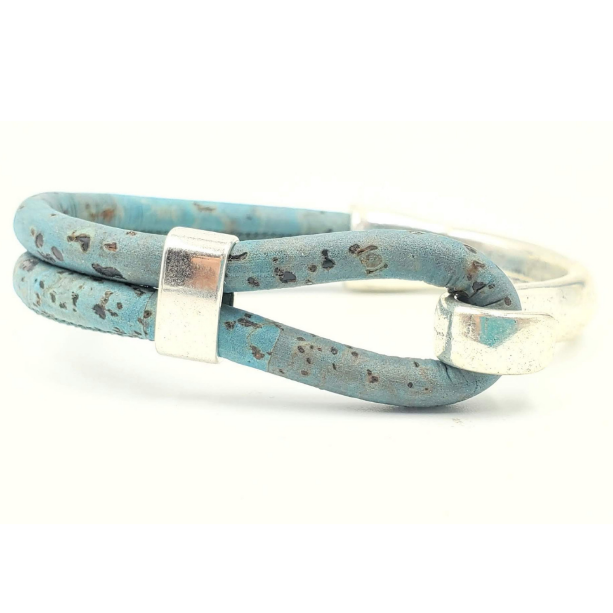 Gem Lounge Jewelry - Wholesale Bangle Bracelet - Pick Your Color: Cork Silver Side Hook Bracelet10