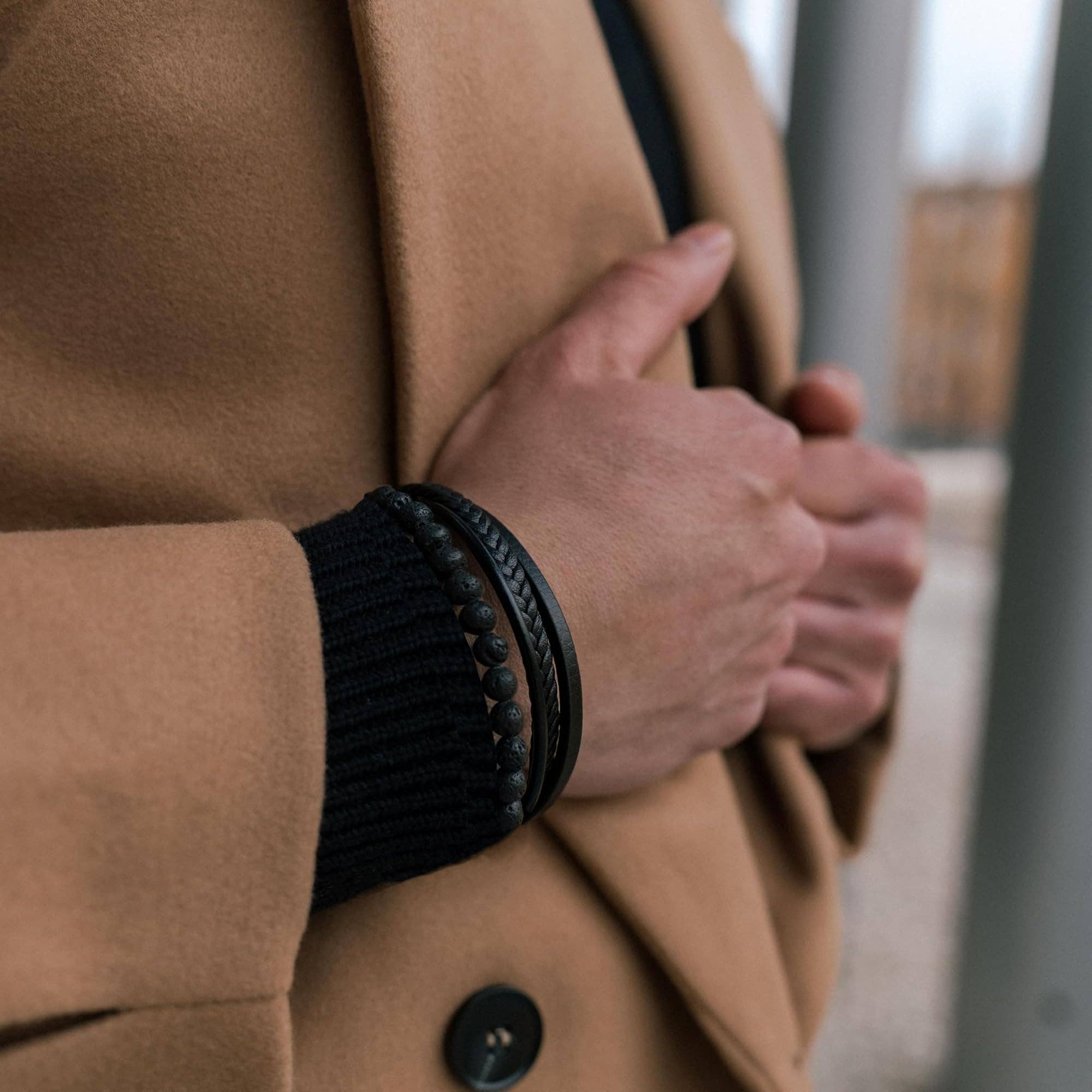 SERASAR - Wholesale Woven/Braided Bracelet - Leather Bracelet "Stone"4