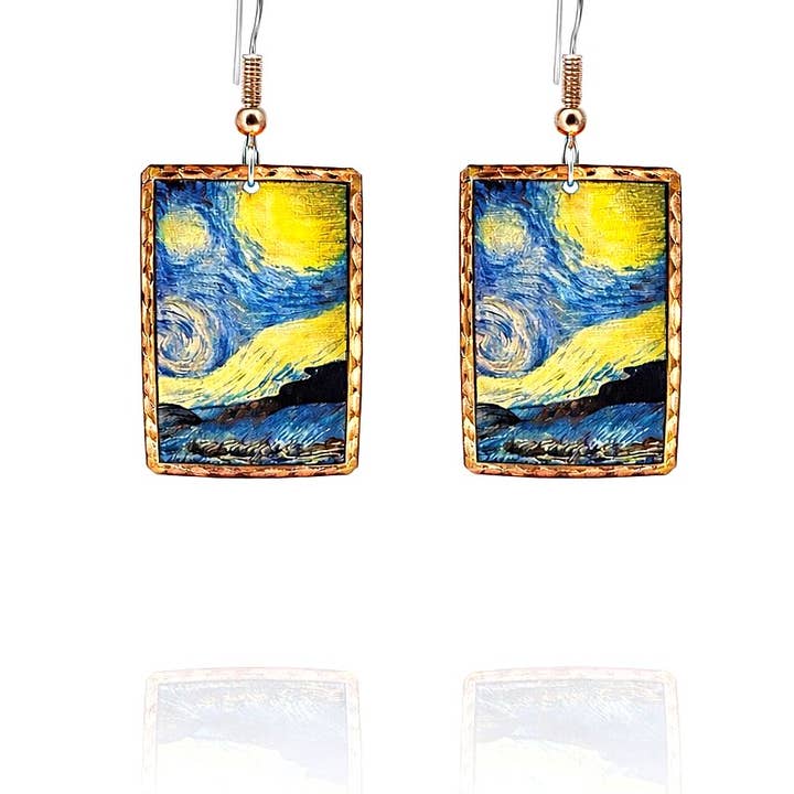 Brincos TR 12 Van Gogh Noite Estrelada por atacado de COPPER ARTS INC.
