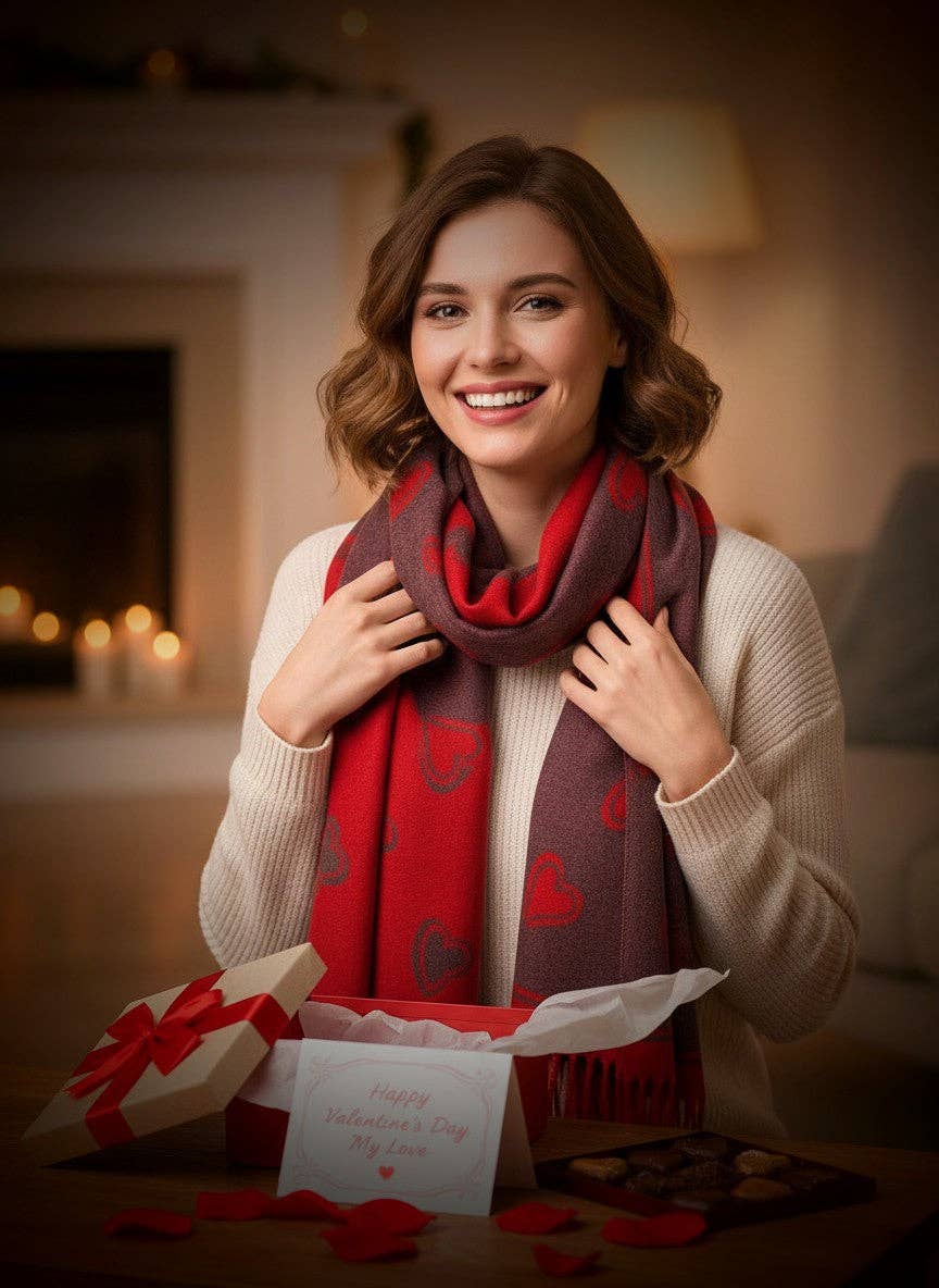 Shimena - Wholesale Scarf - Women's - Heart Pattern Cashmere-Blend Scarf – Ultra Soft & Elegant5