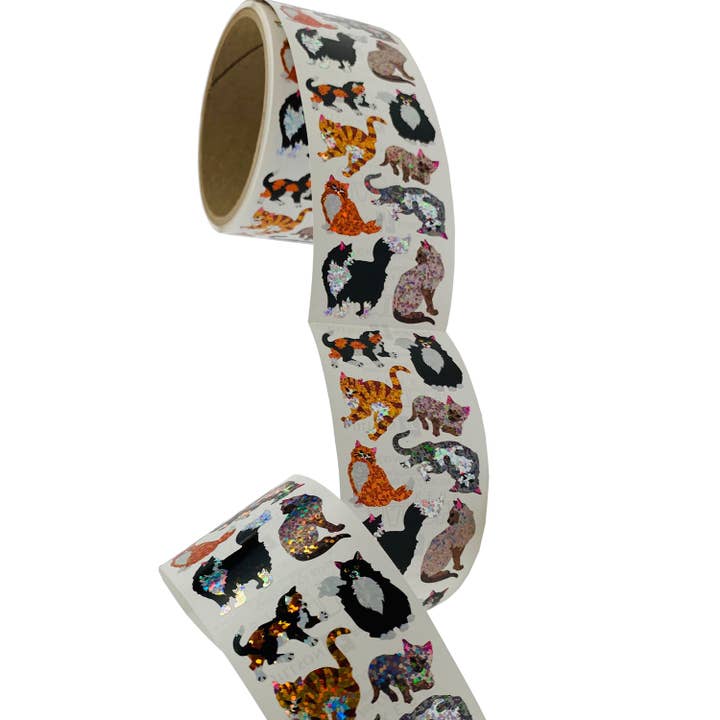 Cats & Kittens Stickers - Prismatic Bulk Roll for wholesale by Jillson & Roberts