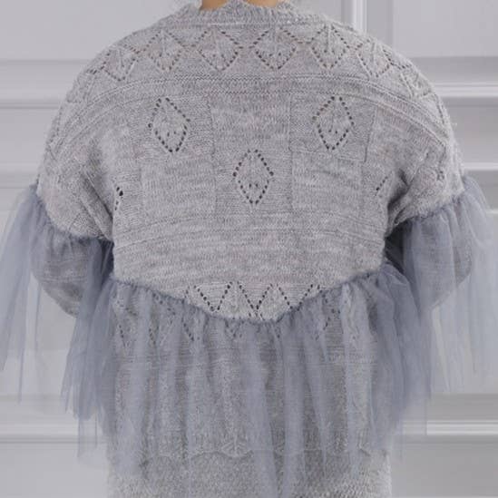 PEACH ACCESSORIES - Wholesale Cardigan - Women's - Knitted Cardigan with Lace Detail SDK15319