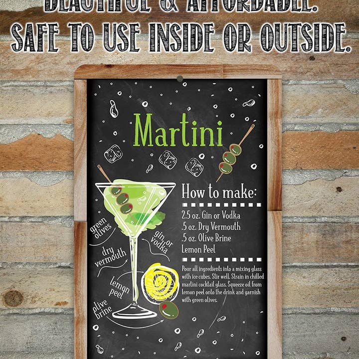 Lone Star Art - Wholesale Sign - Martini Bar Recipe - Metal Sign