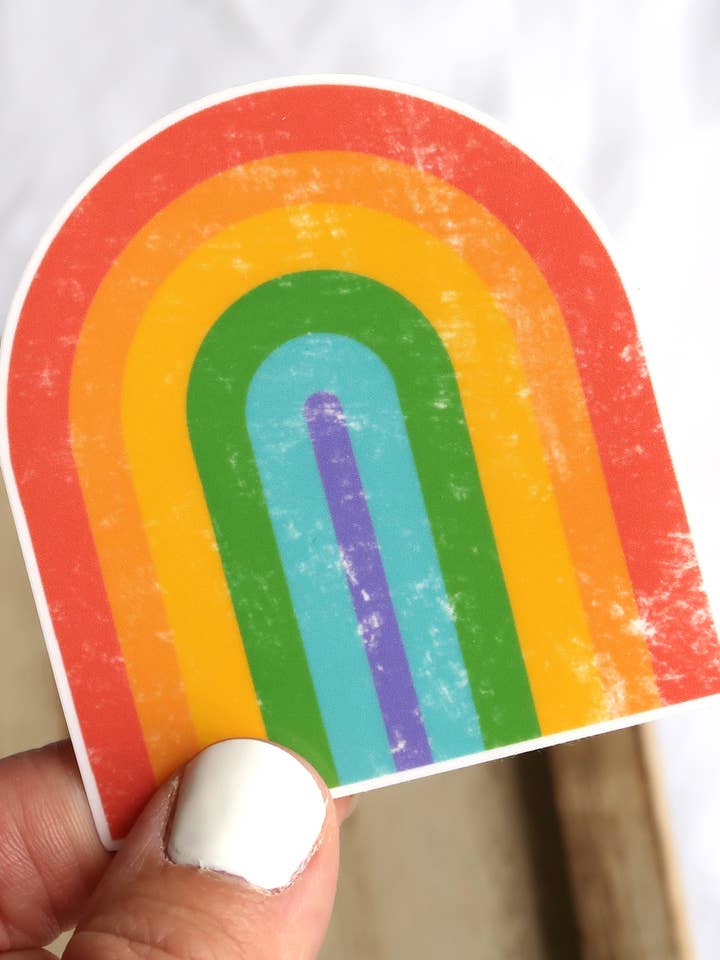 Retro Rainbow, Sticker for wholesale by Amalie Maren Designs