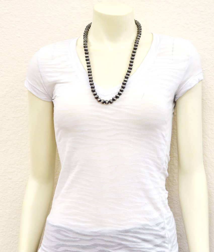 ISAC Trading Inc - Wholesale Beaded/Pearl Necklace - 731451, Handmade 24" 10mm Navajo Bead Necklace1