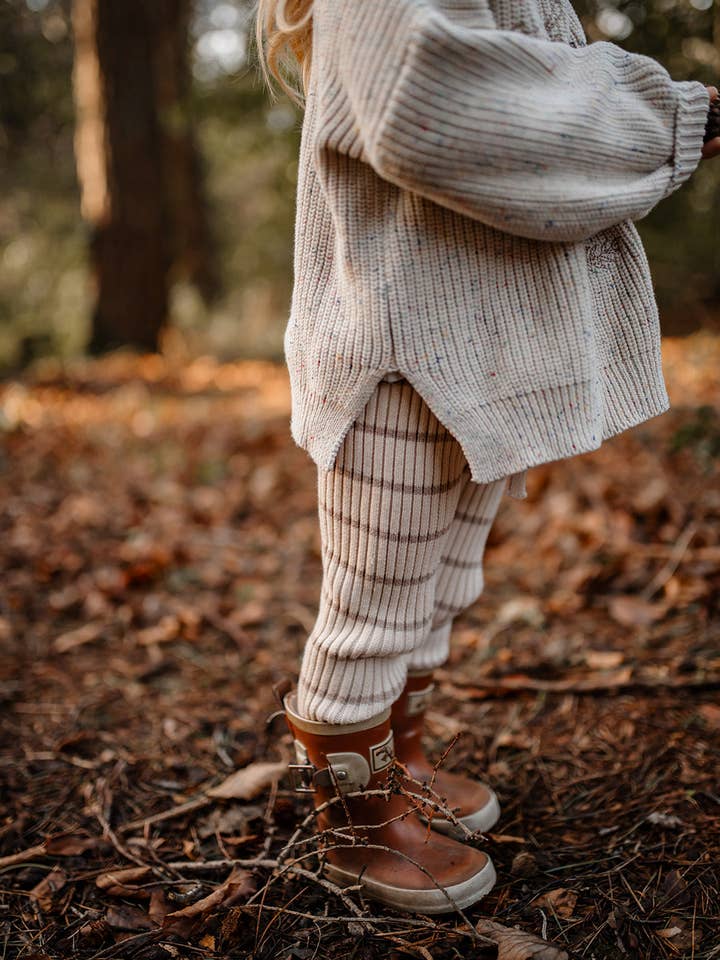 Randiga bambuleggings | Neutral havre | Supermjuk för wholesale av Poet & Deer