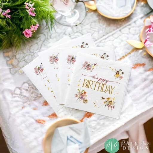 Palm to Pine Design - Wholesale Disposable Napkin - Fairy Birthday Napkins, Fairy Garden Party Tableware Girls7