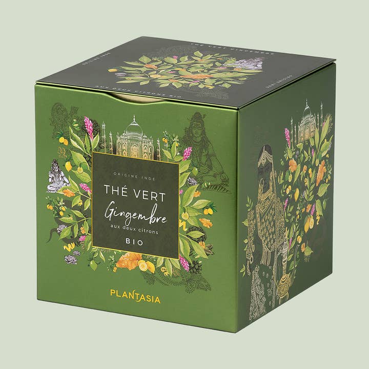 Green Tea Ginger - 2 Organic Lemons* - Metal Cube 24 bags for wholesale by PROVENCE D'ANTAN