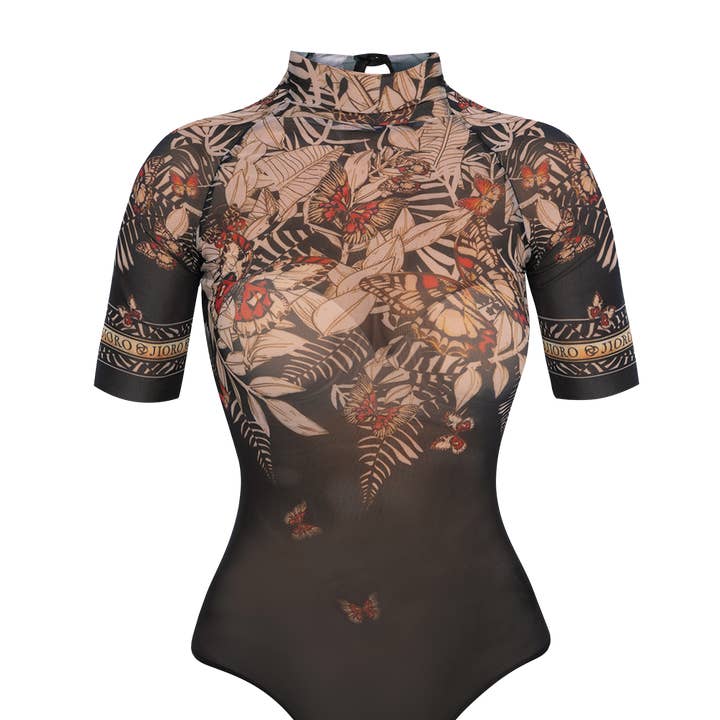 BODY À MANCHES COURTES EN MAILLE - PAPILLONS DE MINUIT pour la vente par Fashion Roots