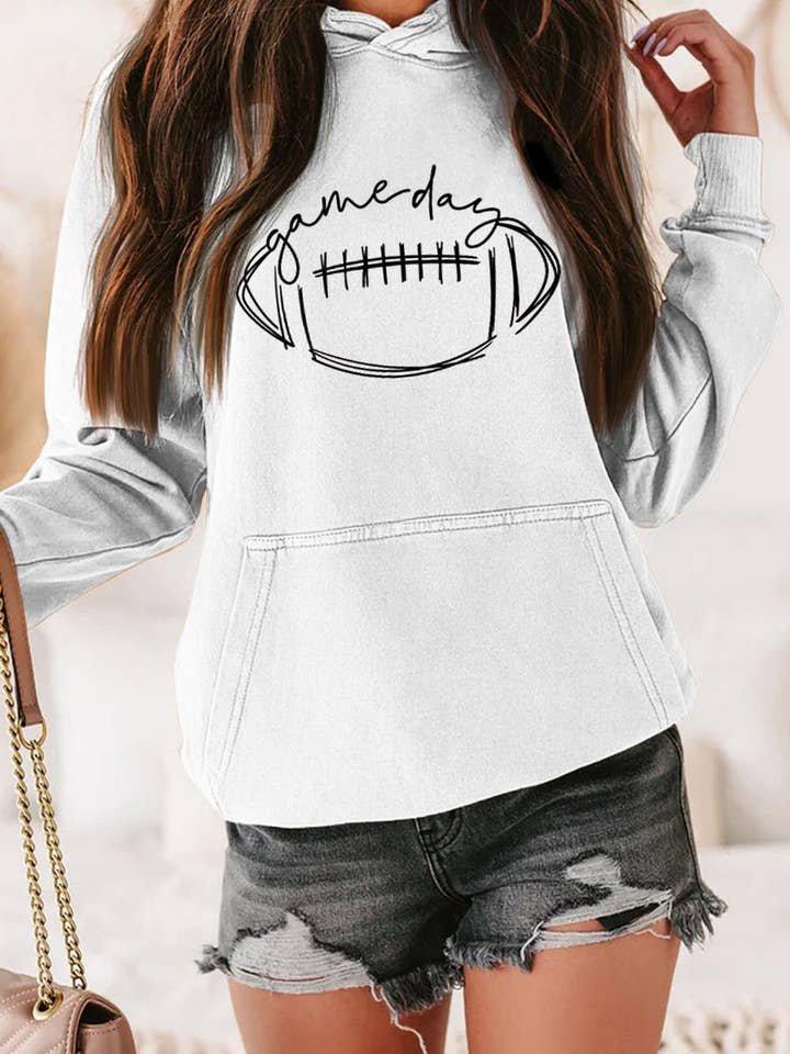 Lily Clothing - Wholesale Hoodie - Women's - CWOHOL0185_GAME DAY PRINTING LONG SLEEVE HOODIE PULLOVER