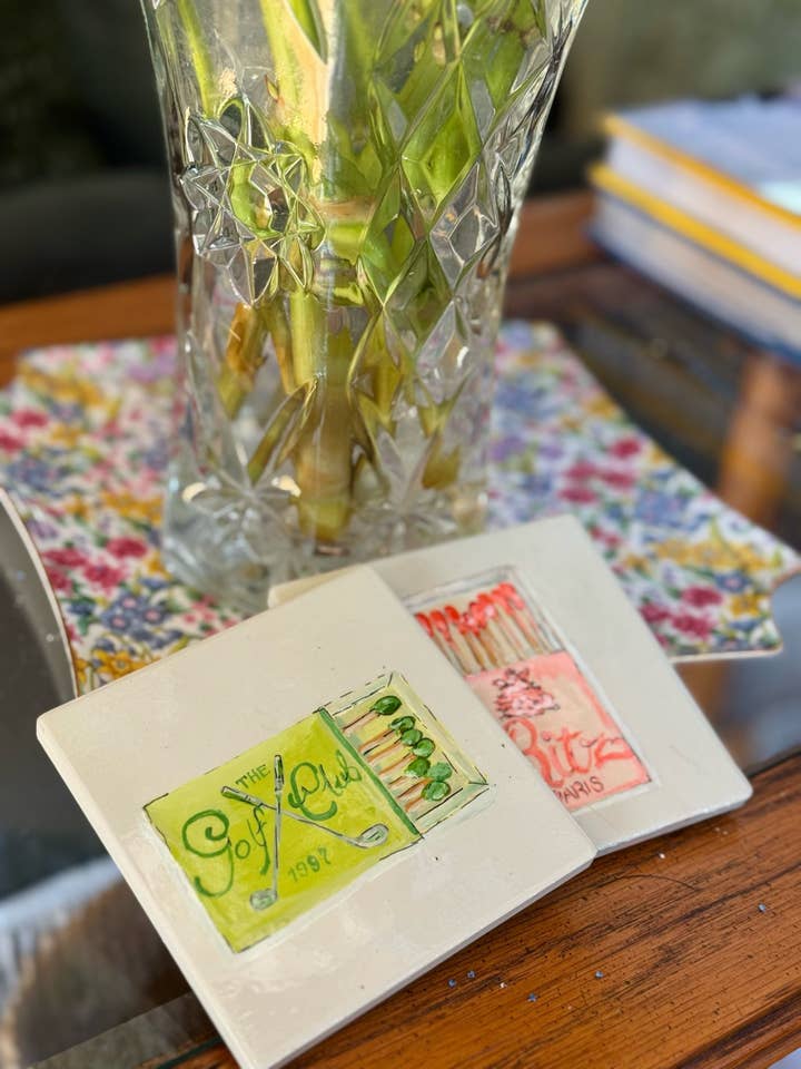 Golf & Ritz coasters - set of two for wholesale by Susie Stokes Gibson Art & Design