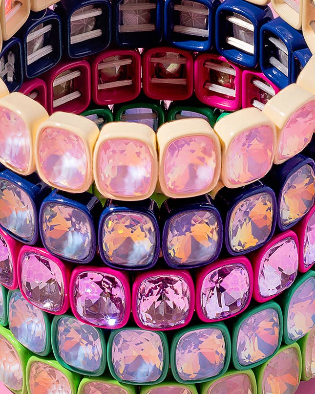 Taylor Elliott Designs - Wholesale Bangle Bracelet - Enamel Stretch Bracelet - Large Rectangle Stones - Layla5