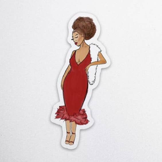 Afro Fashion Red Dress Stickers for wholesale by Shea Design